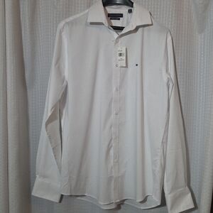 Tommy Hilfiger Shirt Mens  L White Slim Fit  Long Sleeve Button Down NWT